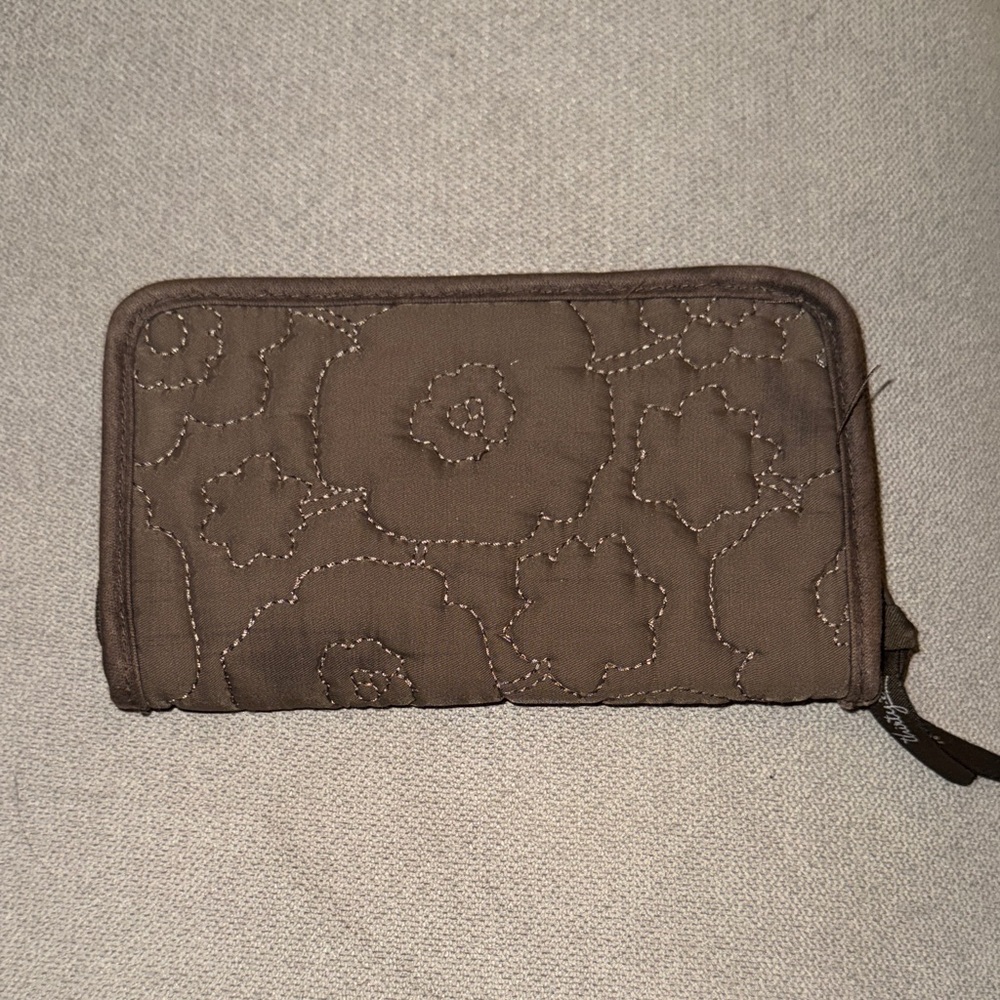 thirty-one Quilted Floral Zip-Around Wallet - Brown